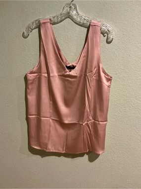 Pink V-Neck Sleeveless Satin Top